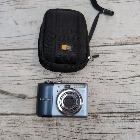 Canon PowerShot A1000 IS Digital Camera Silver/Blue 10MP Tested + Case - Picture 1 of 8